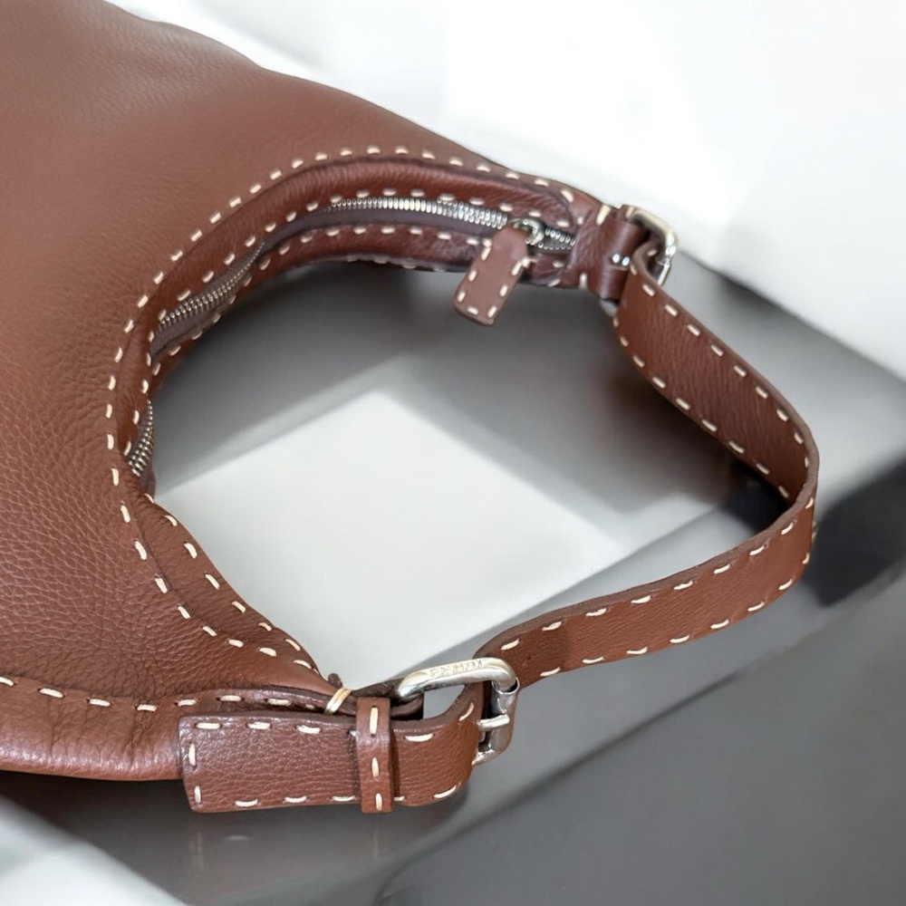 FENDI Selleria Grain Leather Hobo Bag with Contrast Stitching! COA Included! - Picture 8 of 16